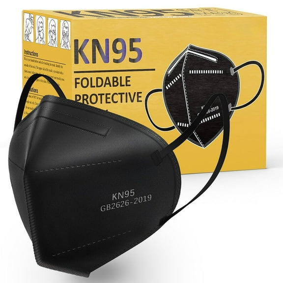 KN95 Face Mask 50 PCS, Breathable Protection Masks, Individually Wrapped, 5-Ply KN95 Black Masks, Cup Dust Safety Masks