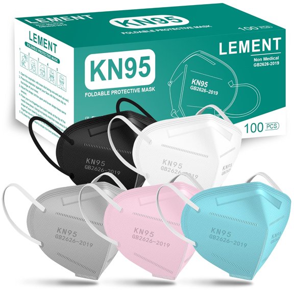 KN95 Face Masks,100 Pack Breathable Cup Dust Disposable Masks For Adults,5 color