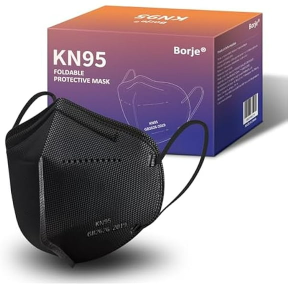KN95 Face Masks 50 Pcs, Individually Wrapped, 5-Ply Protection Black KN95 Mask, Disposable Face Masks for Adults