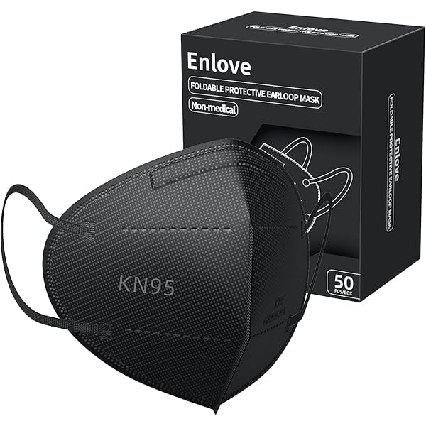 KN95 Face Masks Black 50 Pack, 5-Layer Filter Face Mask