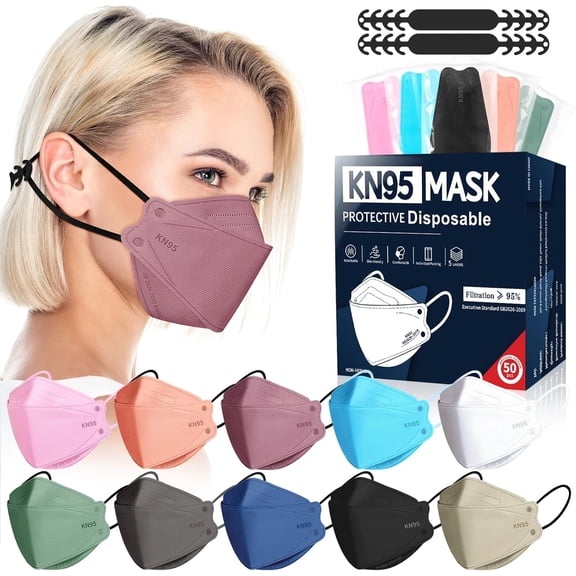 KN95 Face Masks Disposable Adults - 50 Pack 5 Layer Protection Dust Breathable Comfortable Respirator Women KN95 Mask Individually Wrapped