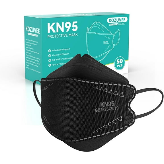 KN95 Face Masks for Adults, Individually Wrapped, Breathable Disposable Mask with Elastic Ear Loop