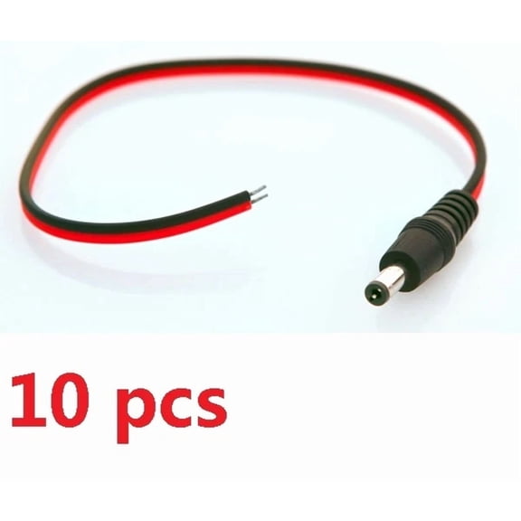 KNACK- 10 X Cctv Male Power Pigtails Plug Lead Cord Wire Rg59 Coax For Cctv Camera