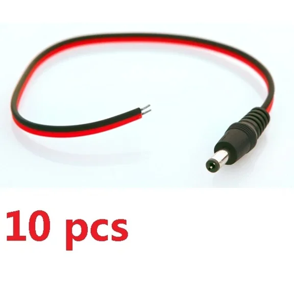 KNACK- 10 X Cctv Male Power Pigtails Plug Lead Cord Wire Rg59 Coax For Cctv Camera