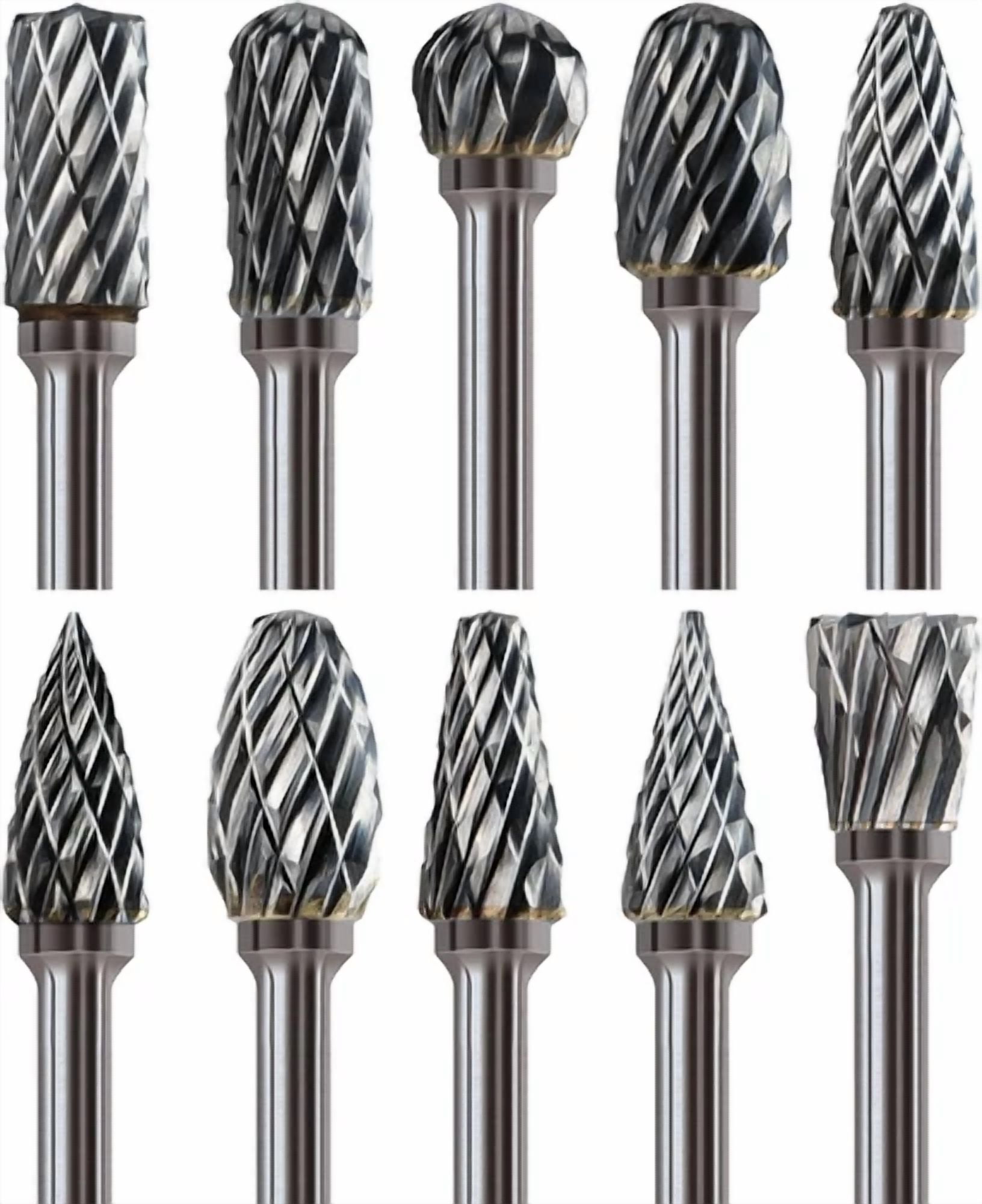 KNACK - 10Pcs 1/8" Shank Carbide Burr Bits Compatible With Dremel Bits Metal Grinding Bi