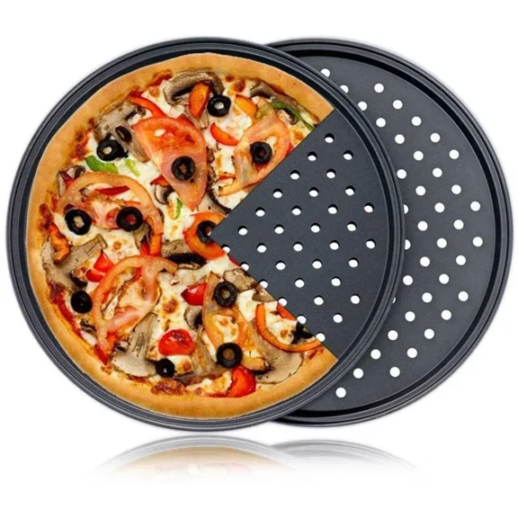 KNACK - 11" Nonstick Coating Carbon Steel Pizza Baking Mesh Crisper Tray Pan With Holes