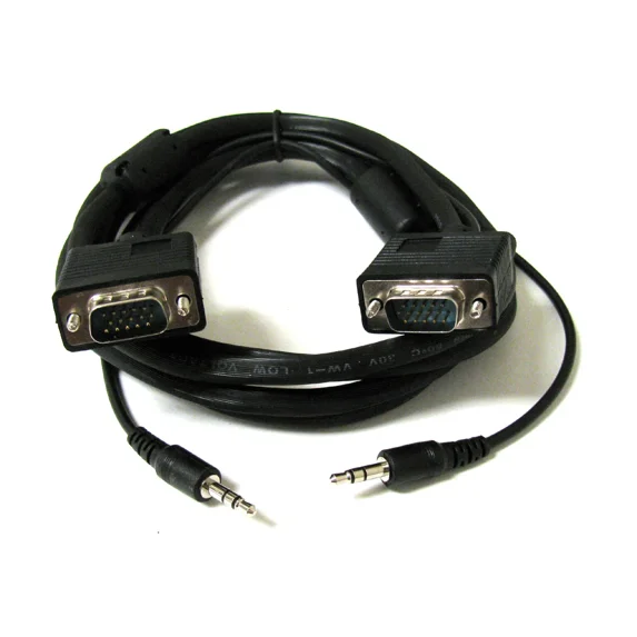 KNACK- 15'Ft Svga Super Vga M Male To Male Cable With 3.5Mm Audio For Monitor Tv 15Ft