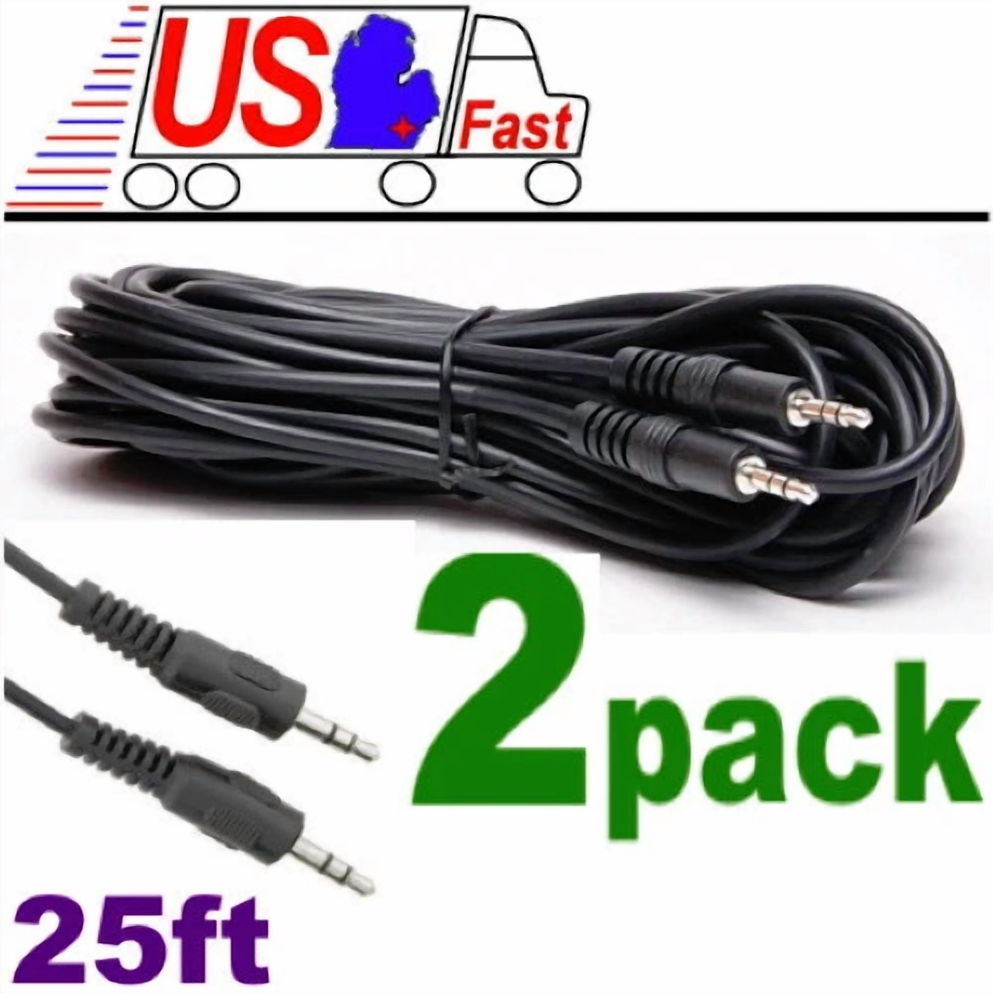 KNACK - (2) Pack 1/8" 3.5Mm Trs Stereo Male To Male 25 Foot Extension Audio Patch Cable