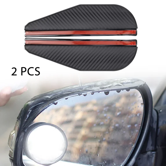 KNACK- 2 Pack Carbon Fiber Black Mirror Rain Visor Guard For Car Auto Accessories