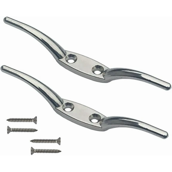 KNACK - 2 Pcs Flagpole Cleat Hook 6 Inch Silver Cast Hardware For Flag Rope