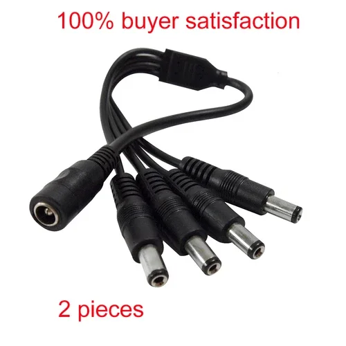 KNACK- 2 Pieces Dc 1 To 4 Power Splitter Cable Cord For Cctv Camera, 1 Female To 4 Male