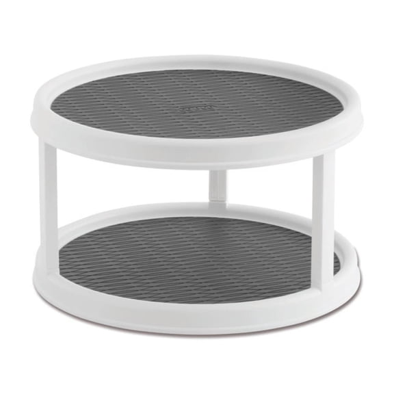KNACK - 2-Tier Pantry Cabinet Lazy Susan Turntable, 12-Inch, White/Gray, 2-Pack