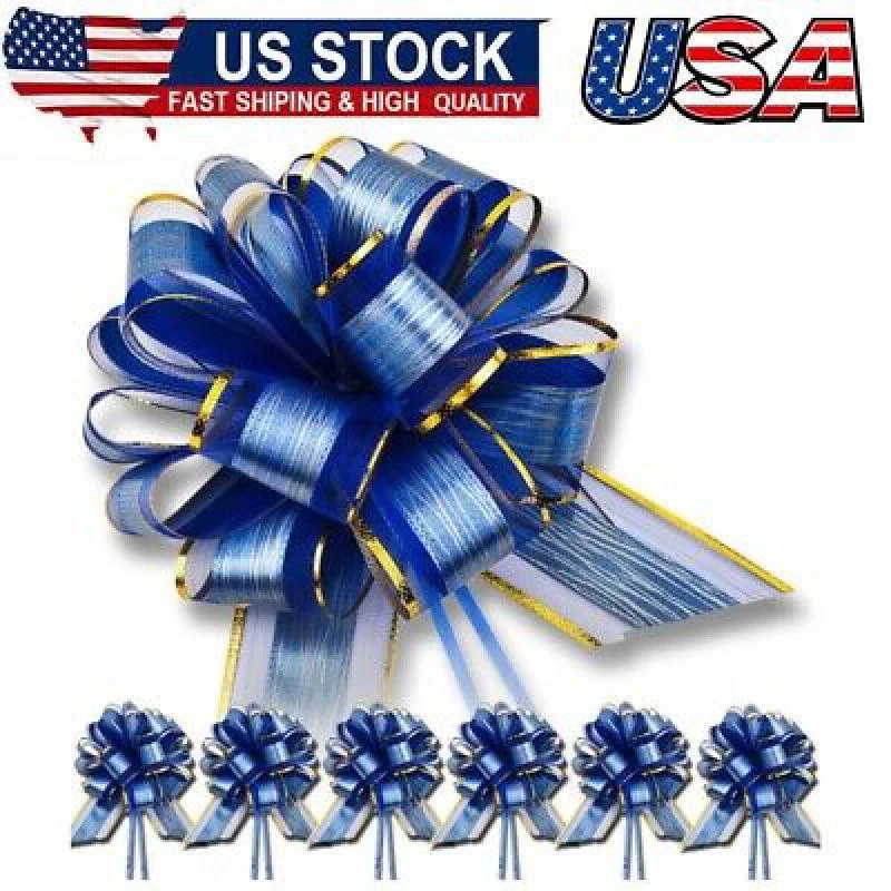 KNACK - 20Pcs Large Pull Bow Gift Wrapping Bows,Wedding Gift Blue Ribbon Bow,Party Decor