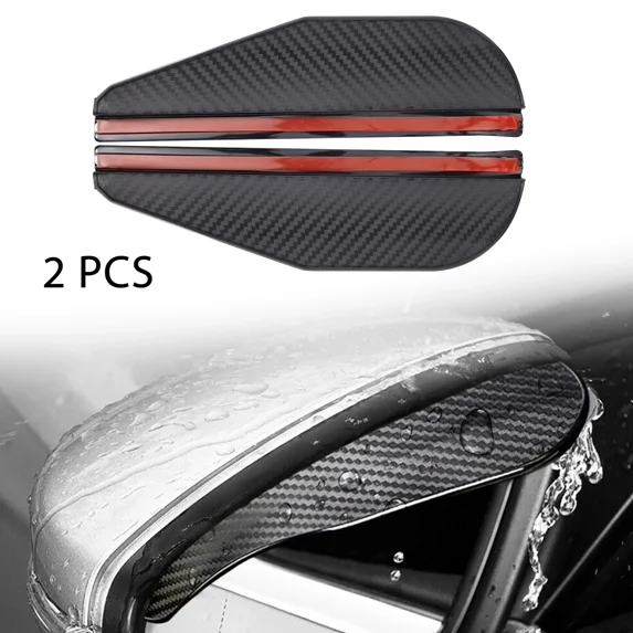 KNACK- 2X Carbon Fiber Look Mirror Rain Visor Guard For Auto Car Accessories Trim