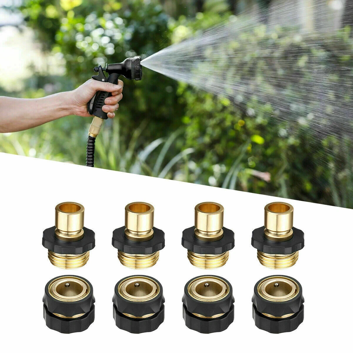 KNACK - 3/4' Garden Hose Quick Connect Female Male Connector Aluminum Set 4 Pairs