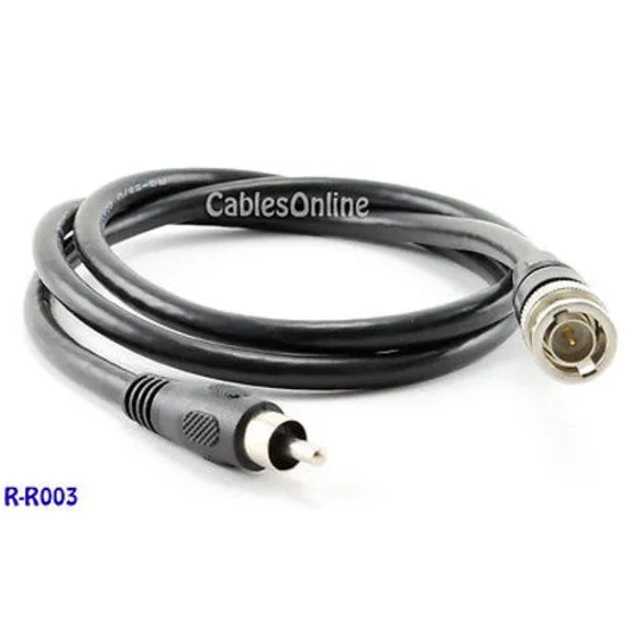 KNACK- 3 Ft. Rg59/U 75Ohm Bnc Male To Rca Male Coaxial Composite Video Cable, R-R003