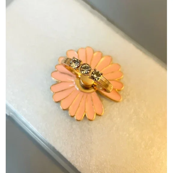 KNACK- 360 Rotating Cell Phone Finger Ring Stand Holder Grip -Crystal Daisy Flower Pink