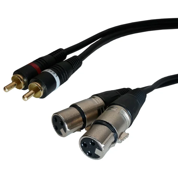KNACK- 3Ft - Dual Xlr Female To 2-Rca Male Stereo Plug Shielded Audio Patch Cable Cord