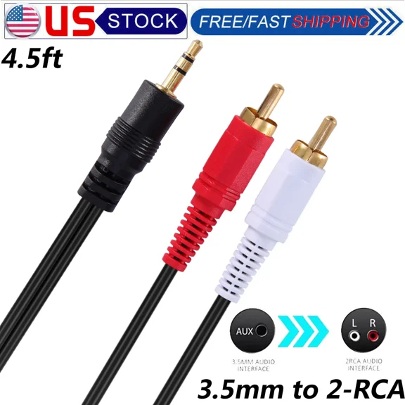 KNACK- 4.5Ft 3.5Mm To Rca Cable 2Rca To Aux Cord 2-Rca To 3.5Mm Stereo Audio Adapter