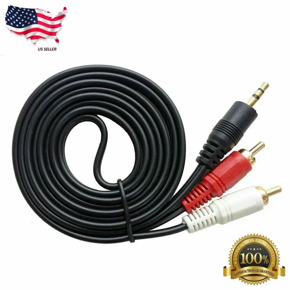 KNACK- 4Ft 3.5Mm Aux Auxilary To 2 Rca Male Plug Stereo Audio Cable Adapter Cord