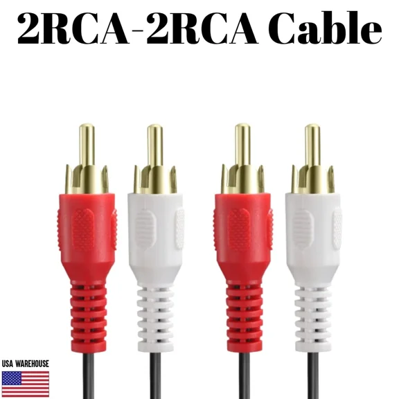 KNACK- 5 Feet Dual Rca Male, 2 Rca Male To 2 Rca Male M/M Audio Video Av Cable Cord Us