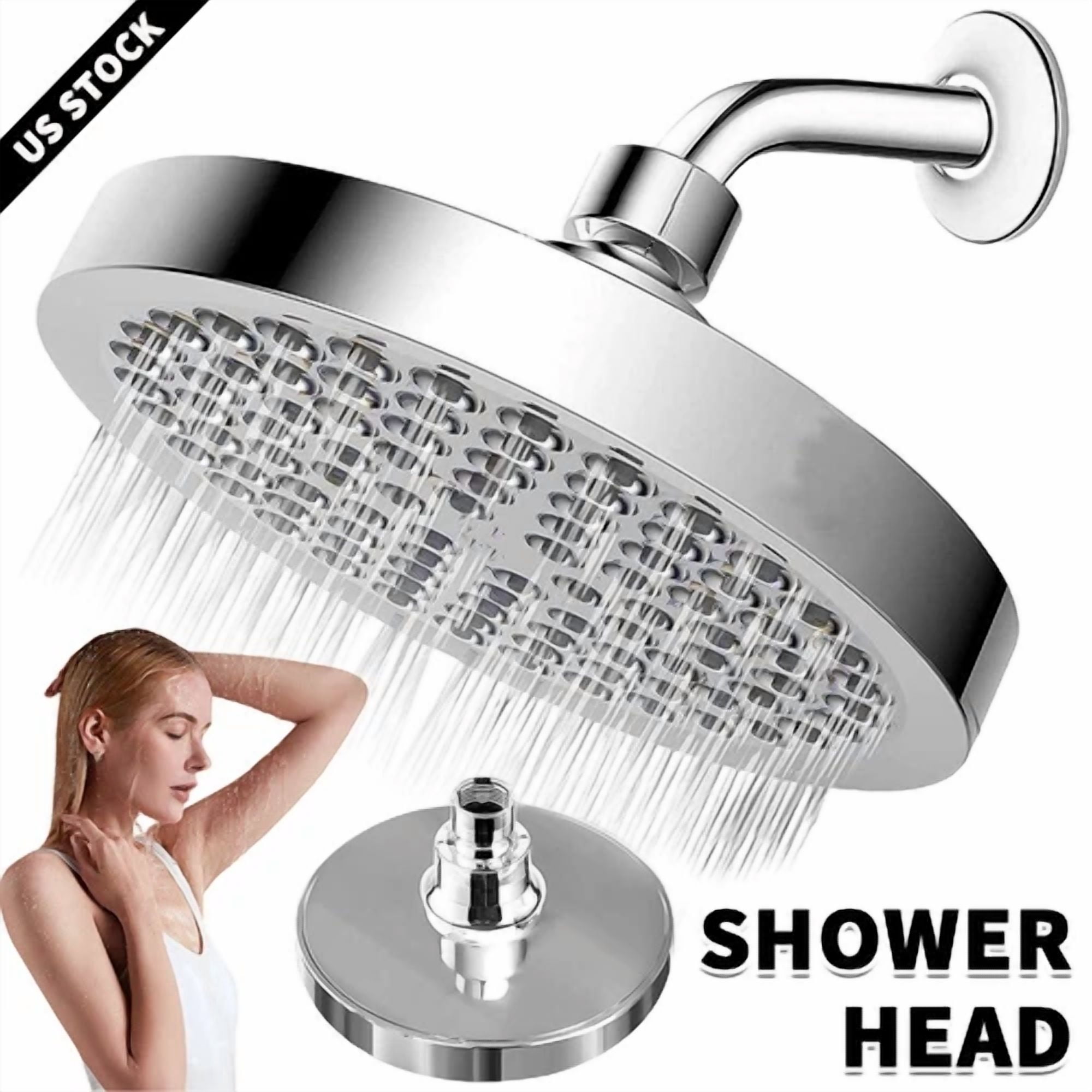 KNACK - 6''Luxury Shower Head High Pressure Rain Bathroom Chrome Showerhead Adjustable