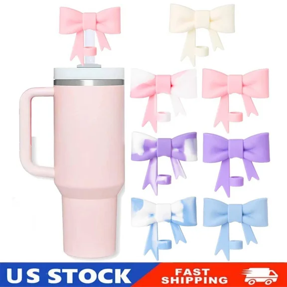 KNACK - 7Pcs Bow Straw Covers Cap Toppers 10Mm For Stanley Tumbler Cups 40Oz Tumbler