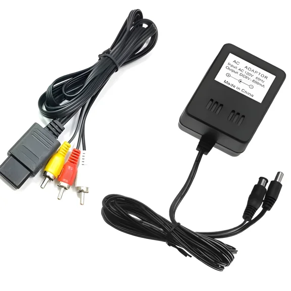 KNACK- Av Rca Audio+Ac Cable Power Supply Adapter Cord For Super Nintendo Snes Game Set