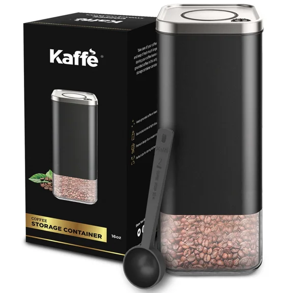 KNACK - Black Airtight Kitchen Storage Container, Coffee Canister With Airtight Lid