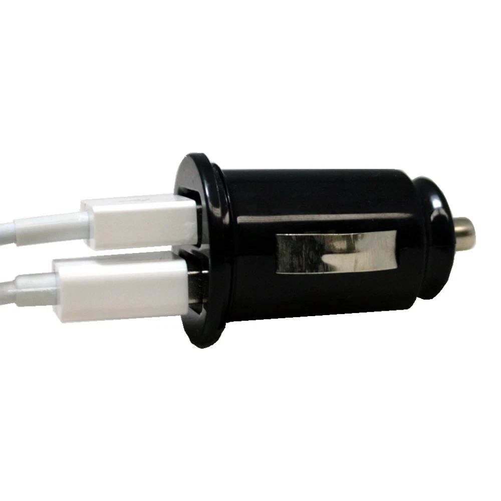 KNACK- Black Mini Dual Bullet Usb 2 Port Car Charger Motorola Samsung Htc Lg Cell Phone