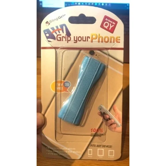 New Knack- Cell Phone Sling Grip Elastic Band Holder - Light Blue - Retail Package