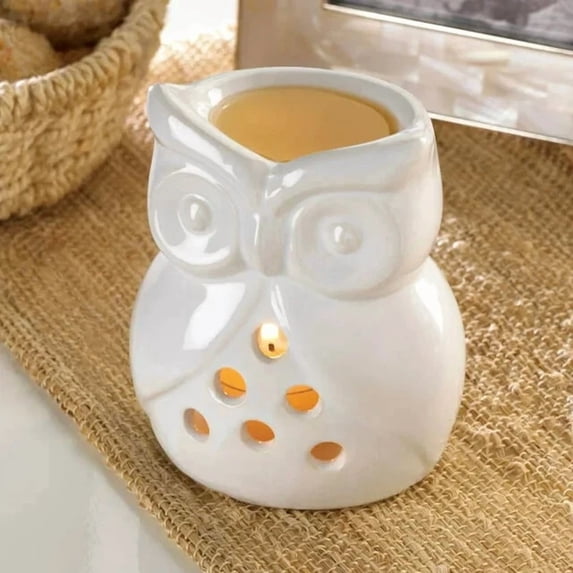 KNACK - Charming White Porcelain Owl Oil Warmer