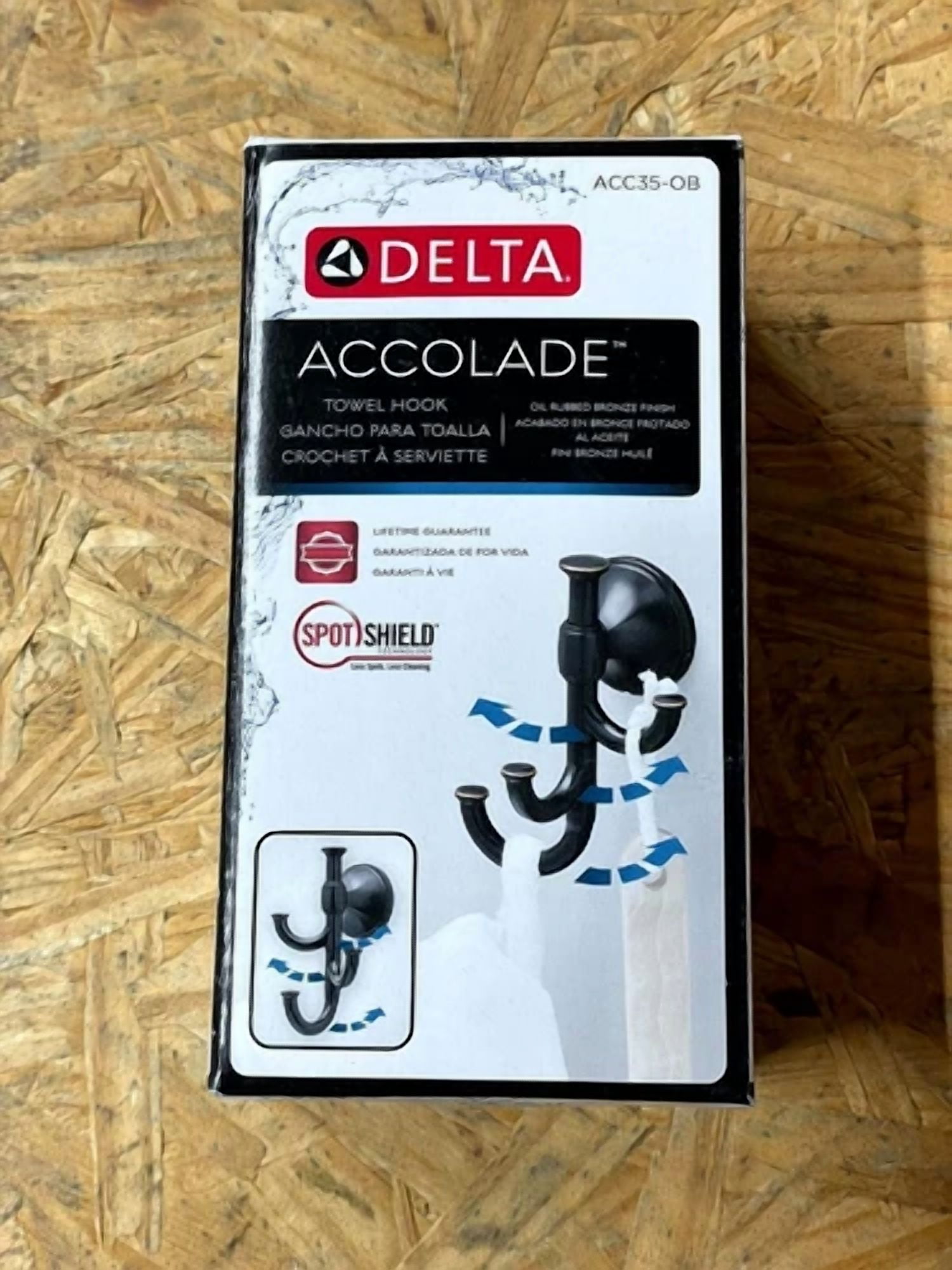 KNACK - Delta Accolade 3-Prong J-Hook Towel Hook Bronze Wall Mounted Expandable Acc35-Ob