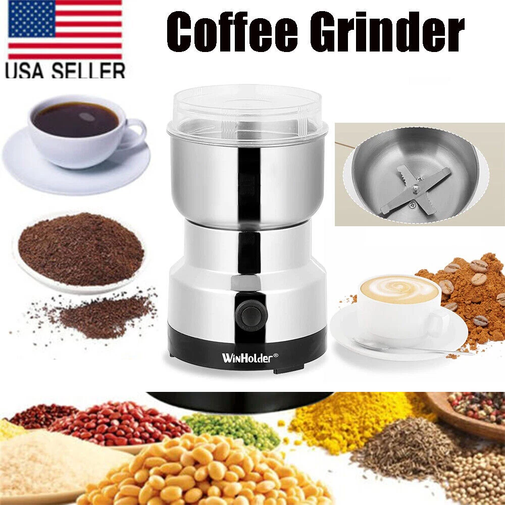 KNACK - Electric Coffee Bean Grinder Nut Seed Herb Grind Crusher Mill Blender Silver Us
