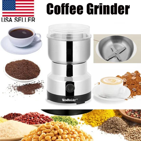 KNACK - Electric Coffee Bean Grinder Nut Seed Herb Grind Crusher Mill Blender Silver Us