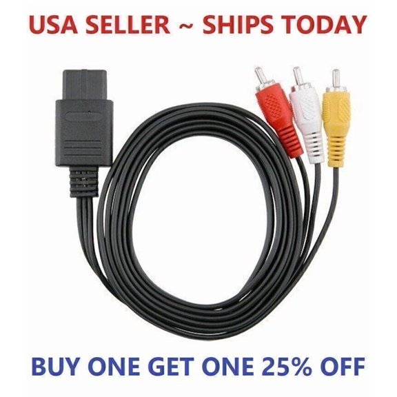 KNACK- For Nintendo 64 N64 Snes Gamecube 6Ft Rca Av Tv Audio Video Stereo Cable Cord