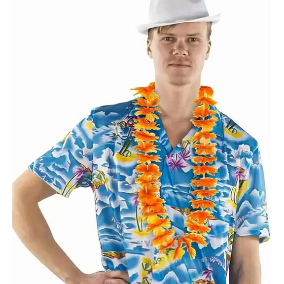 KNACK- Hawaiian Lei, Neon Orange 40 Inch Party Accessory Decoration Luau Bright