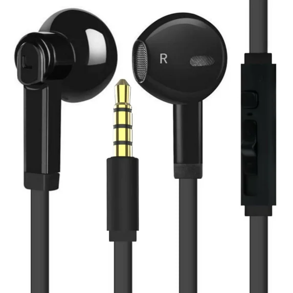 KNACK- Headphones With Microphone, Stereo Bass Driven Earbuds, Slide Volume Control