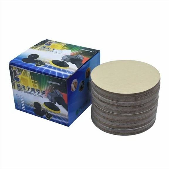 KNACK - Lablt 100 Pcs 6" 120 Grit Disc Hook Loop Pads Sanding Discs Flocking No-Hole