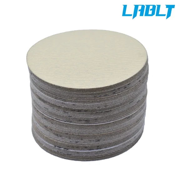 KNACK - Lablt 100 Pcs Disc Hook Loop Pads Sanding Discs Flocking No-Hole 6" 120 Grit