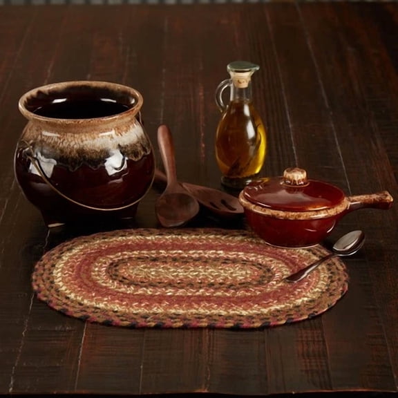 KNACK - Placemat Ginger Spice Jute Primitive 10X15 Oval Kitchen Table Decor Vhc Brands
