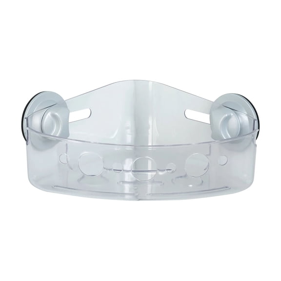 KNACK - Plastic Corner Suction Bath Storage Basket, 1 Shelf,With Power Grip Suction Cups