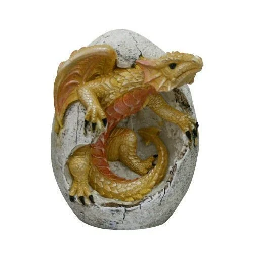 KNACK - Ptc 4.75 Inch Yellow Dragon Hatchling In Egg Casing Statue Figurine