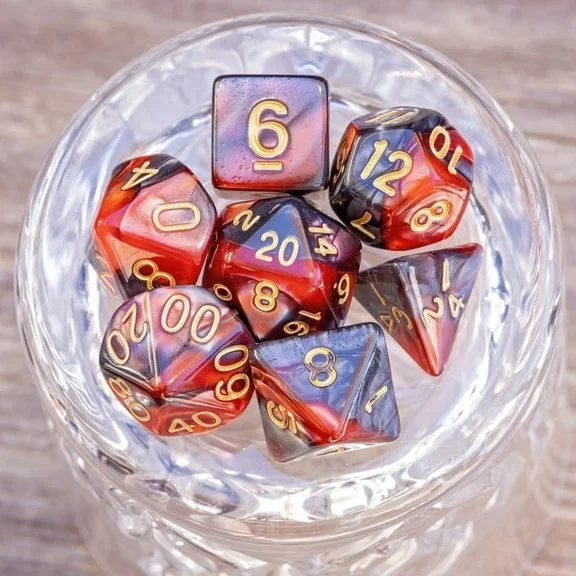 KNACK- Sage'S Stones - Copper/Mica Gold Ink Acrylic Polyhedral Dice Set