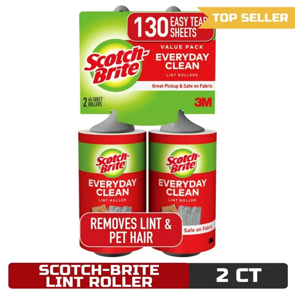 KNACK - Scotch-Brite Lint Roller Twin Pack, 2 Rollers, 65 Sheets Per Roller