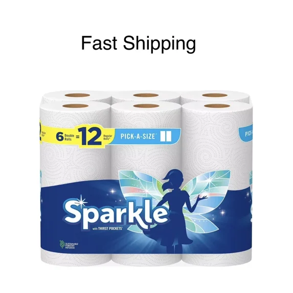 KNACK - Sparkle Pick-A-Size Paper Towels, 6 Double Rolls = 12 Regular Rolls