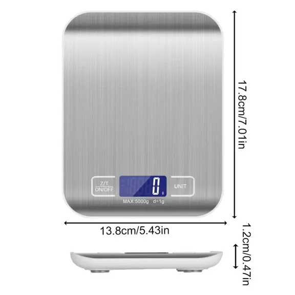 KNACK - Stainless Steel Digital Kitchen Scale, Multifunctional, Waterproof, 11.02Lb/1G