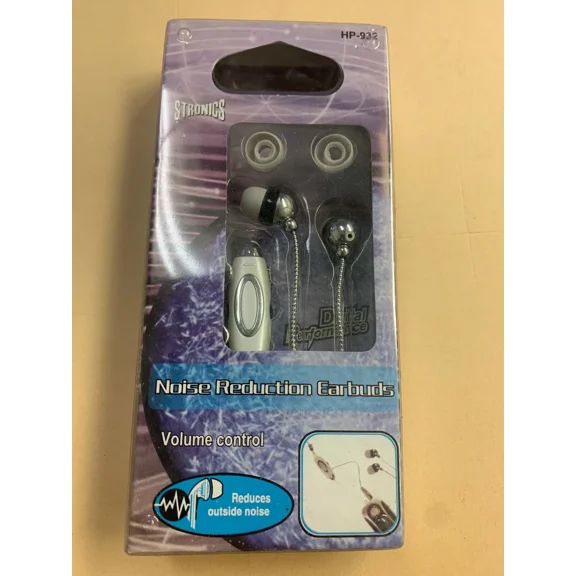 KNACK- Stronics Hp-932: Noise Reduction Earbuds W/ Volume Control - Silver