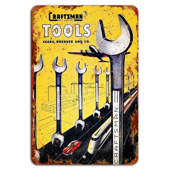 KNACK - Vintage 1948 Craftsman Tools Metal Sign - Retro Tool Shop Decor