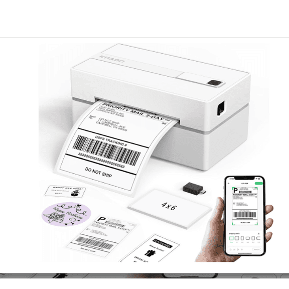 KNAON Bluetooth Thermal Shipping Label Printer, 4x6 Portable Thermal Address Label Printer for Small Business,